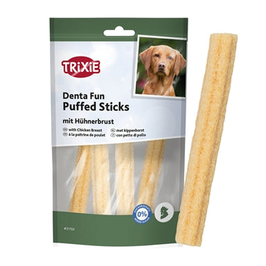 Trixie Denta Fun Puffed Sticks Met Kippenborst 40 Gr