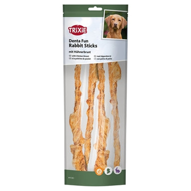 Trixie Denta Fun Rabbit Sticks Met Kippenborst 100 Gr