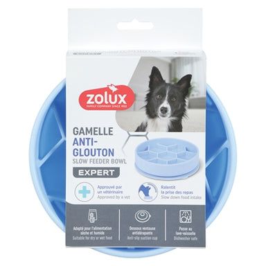 Zolux Voerbak Hond Slow Feed Met Zuignappen Silicone Blauw 16X16X4,3 Cm