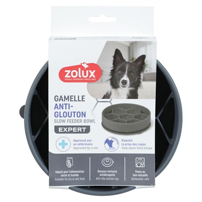 Zolux Voebrak Hond Slow Feed Met Zuignappen Silicone Grijs 16X16X4,5 Cm