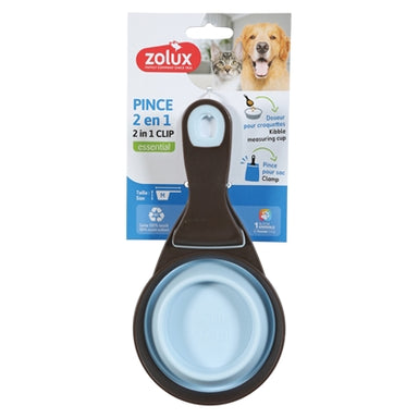Zolux Voerschep 2 In 1 Schep / Afsluitklem Silicone Blauw 19,5X10X4 Cm