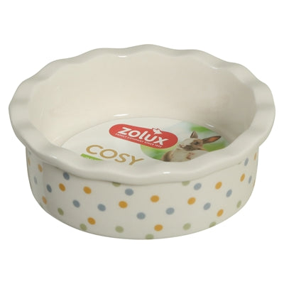 Zolux Voerbak Cosy Gestipt Keramiek Wit 10X10X3,5 Cm 100 Ml