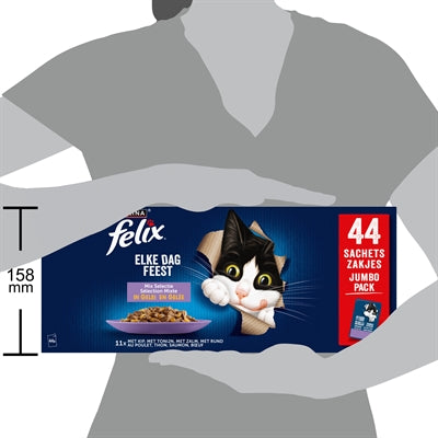 Felix Pouch Elke Dag Feest In Gelei Mix Box Tonijn / Zalm / Rund / Kip 44X85 Gr