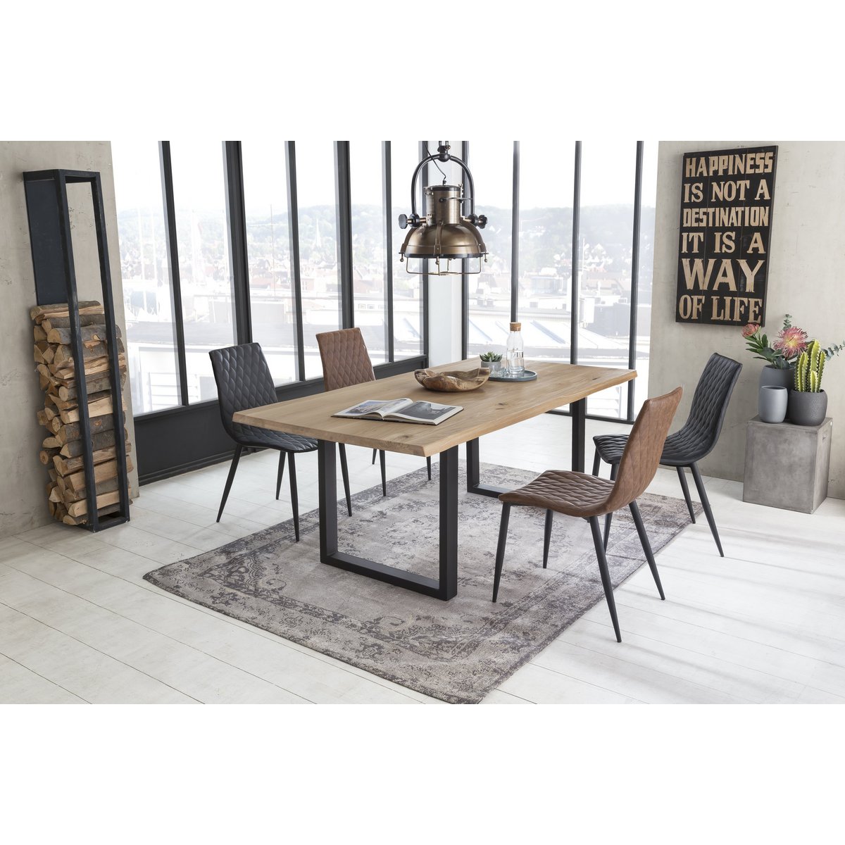 Tafel 120x80 cm, wild eiken, zwart frame