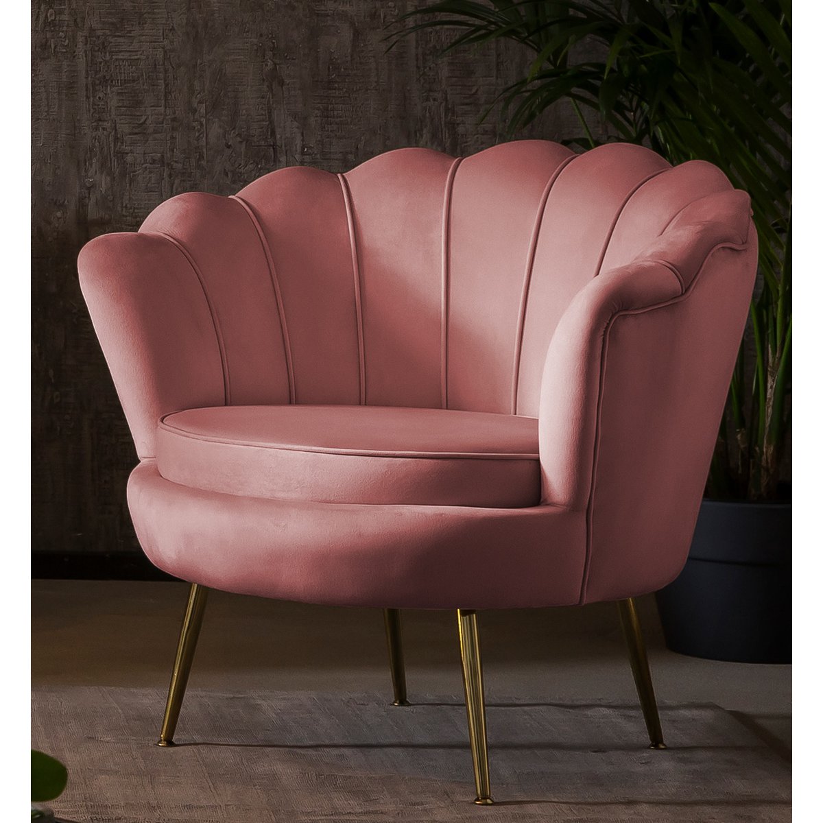 Shell fauteuil in fluweel Rose