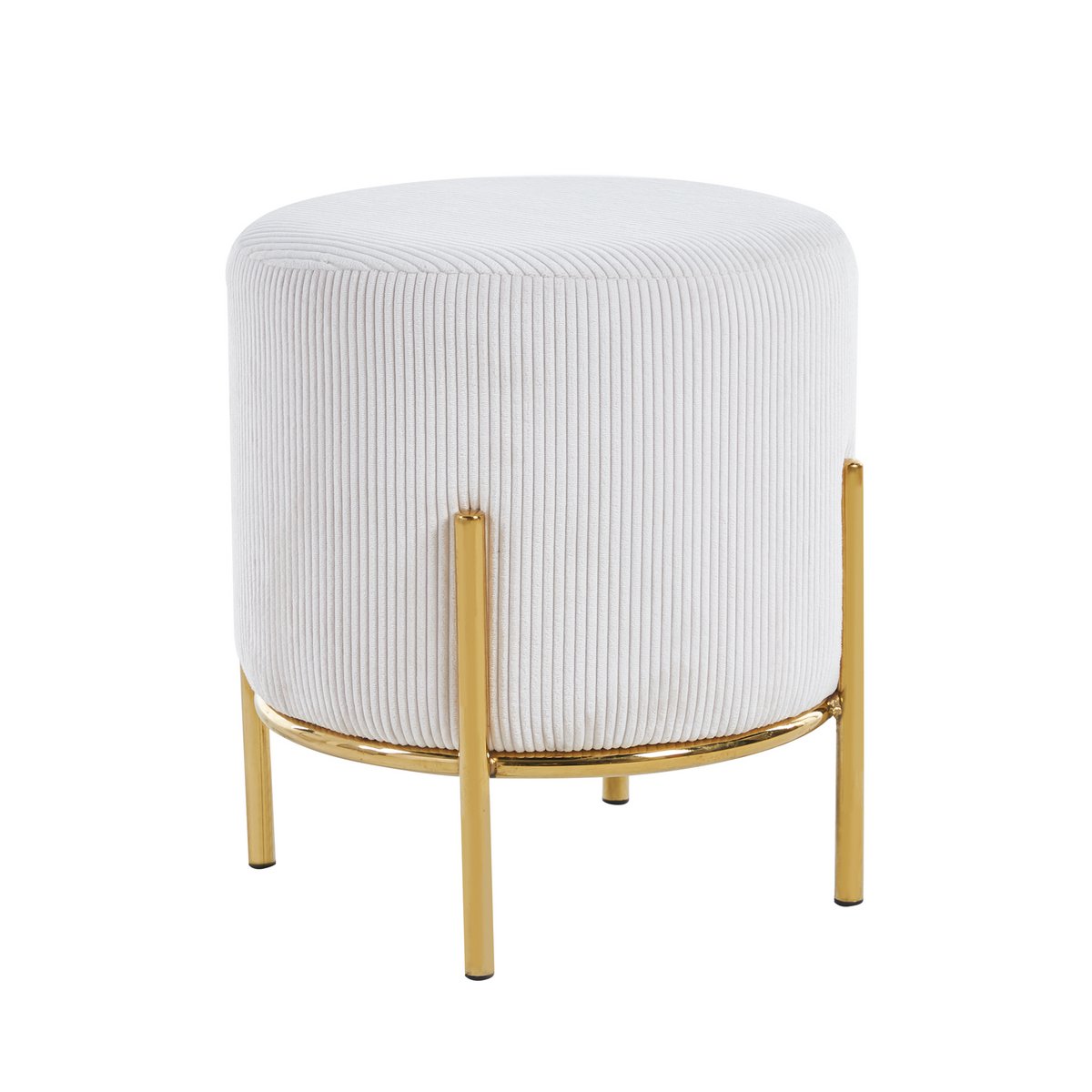 Gestoffeerde kruk Ø35 cm koordoptiek beige