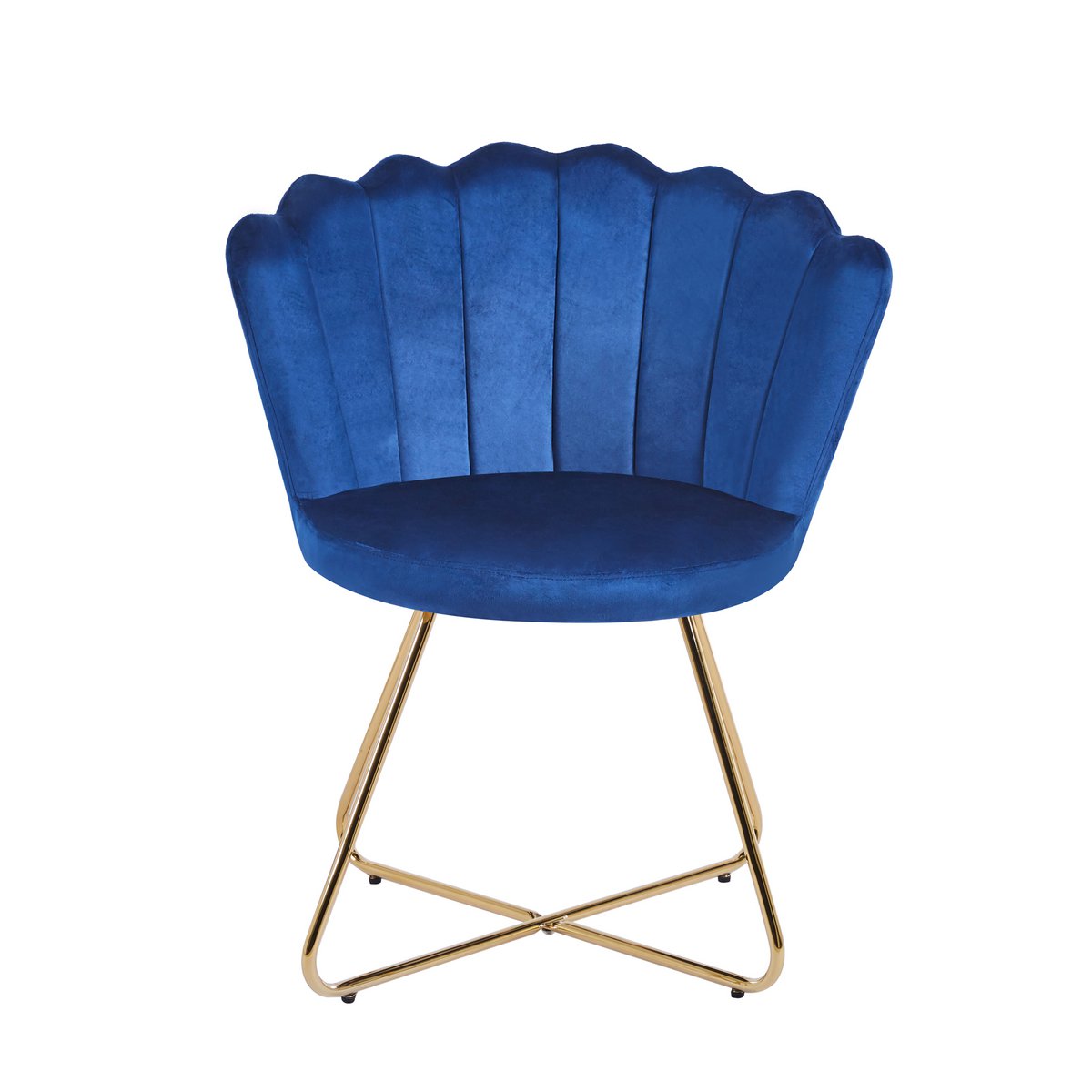 Fluwelen schelpstoel set van 2 donkerblauw