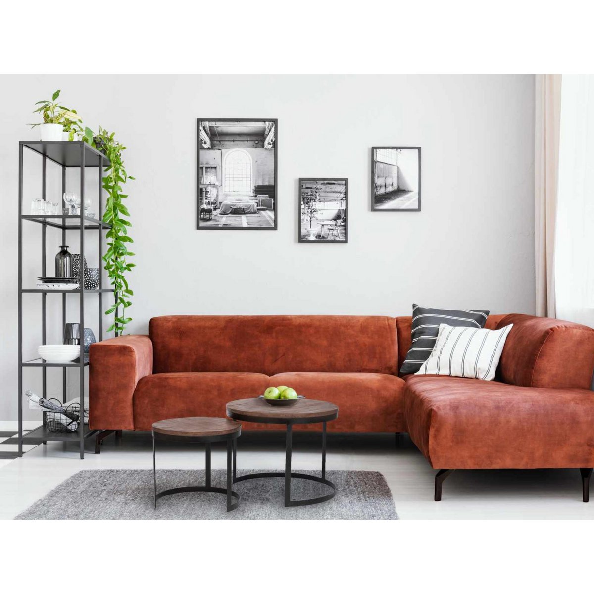 Salontafel set van 2 bijzettafel woonkamertafel rond Austin metalen frame antiek zilver of zwart