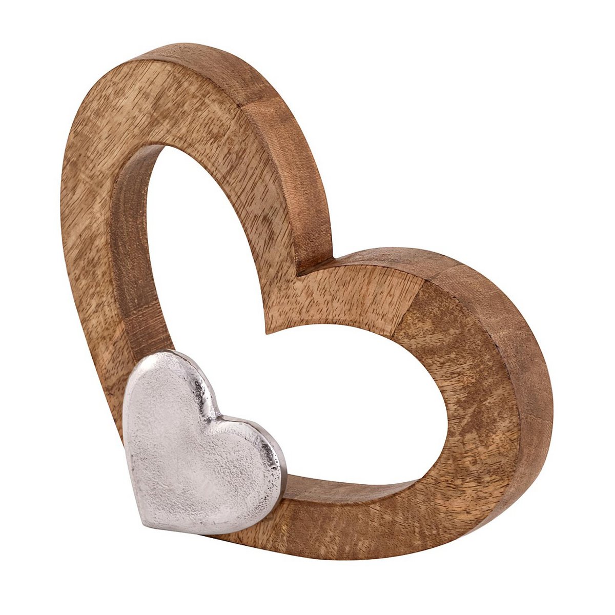 Deco Heart 27x21cm houten figuur mastbox 16-delige Herzilein mango-oude aluminium
