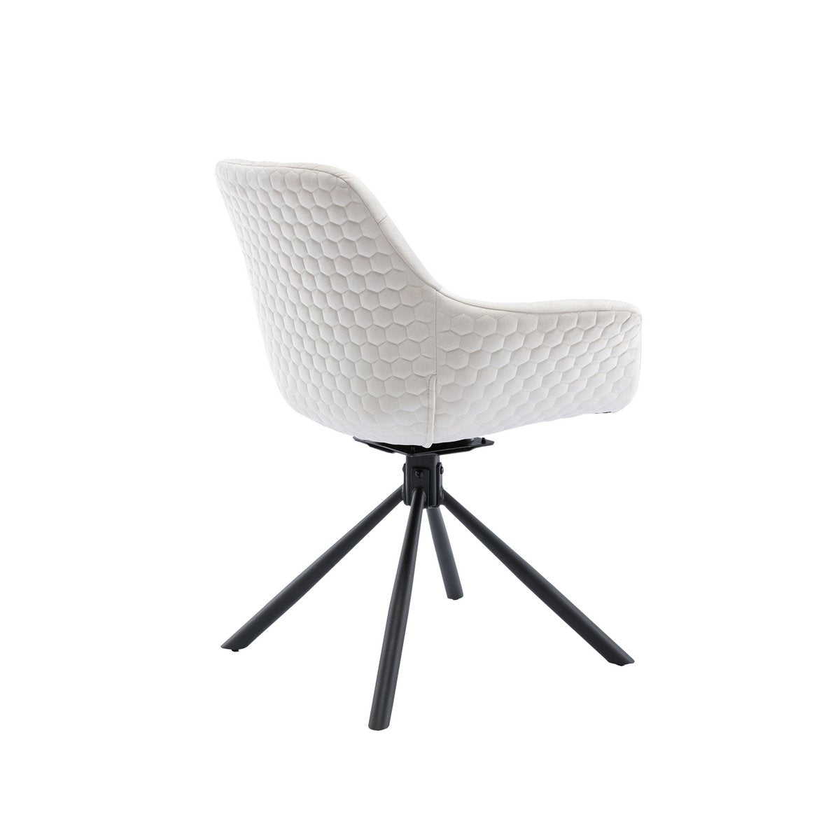 Fauteuil met honingraatstiksel in crème fluweel