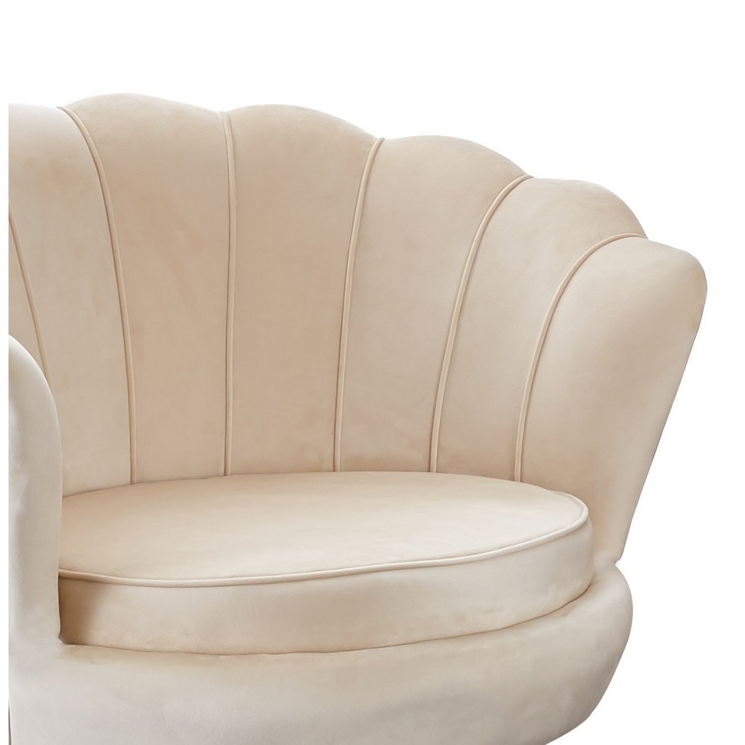 Shell fauteuil in beige fluweel