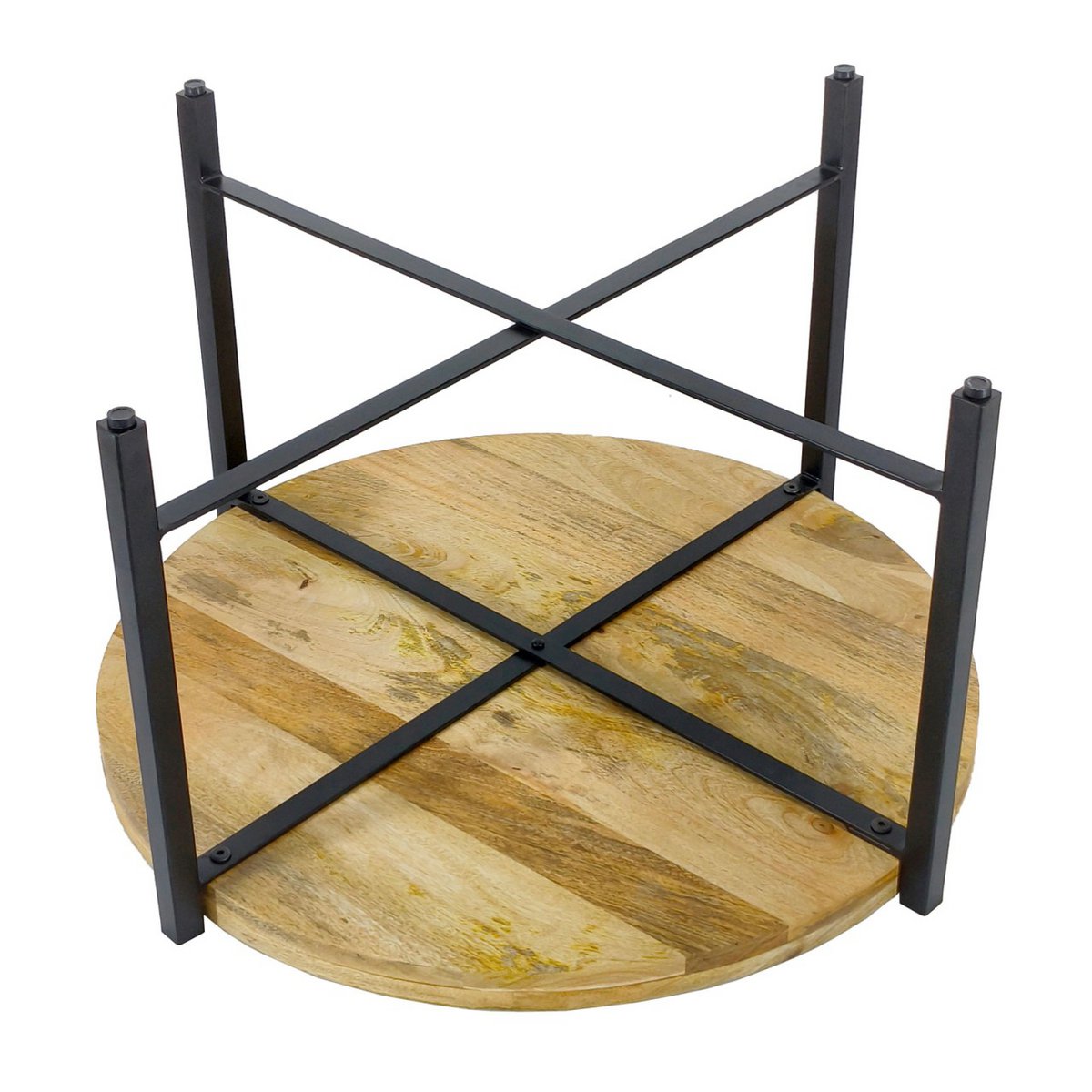 Salontafel Ø75cm bijzettafel woonkamer tafel rond sioux metalen frame