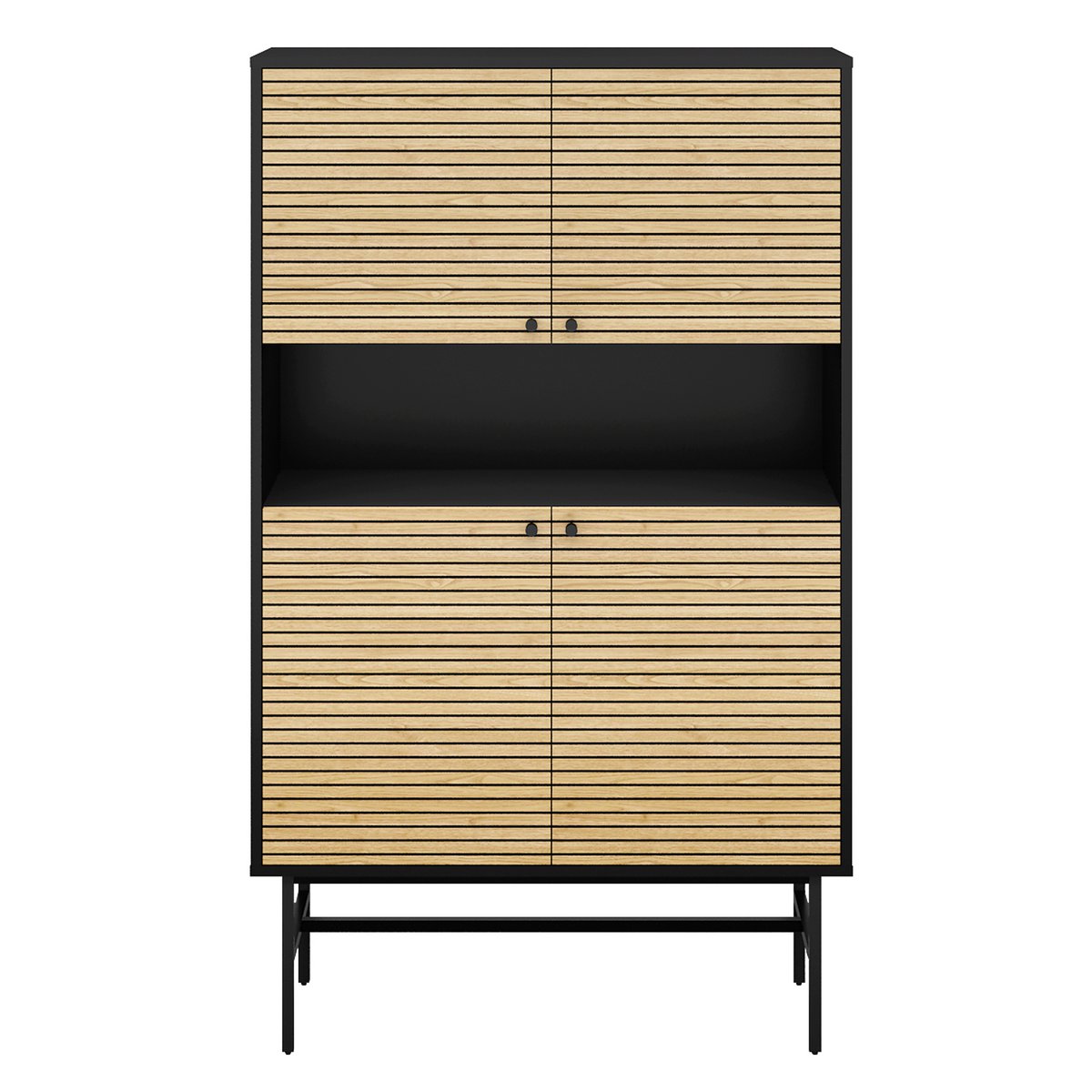 Dressoir zwart/eiken echt houtfineer