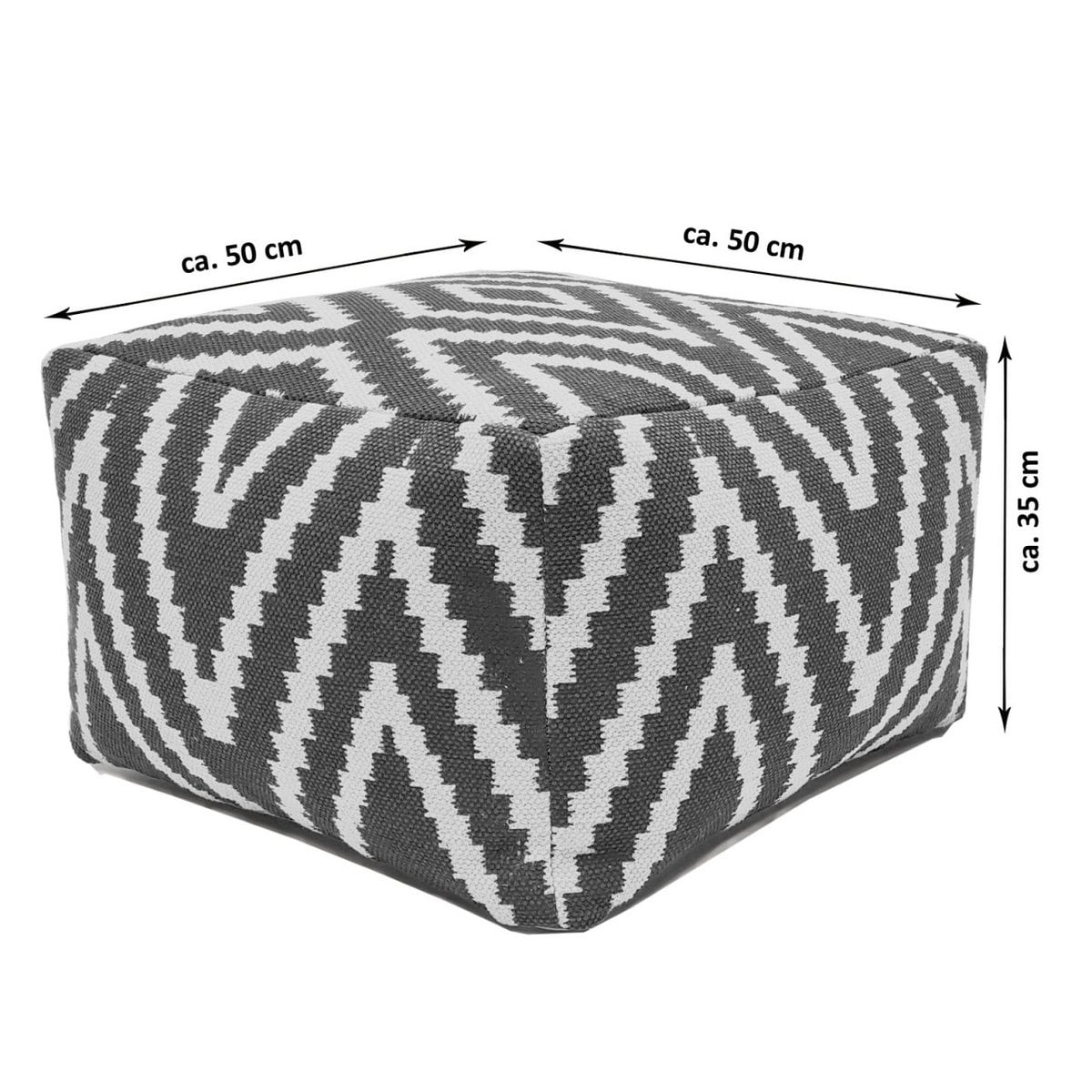 Zittend dobbelstenen voetkrukken stoel kruk 50x35x50cm pouf kelim vloerkussen peru zwarte taupe gele turquoise