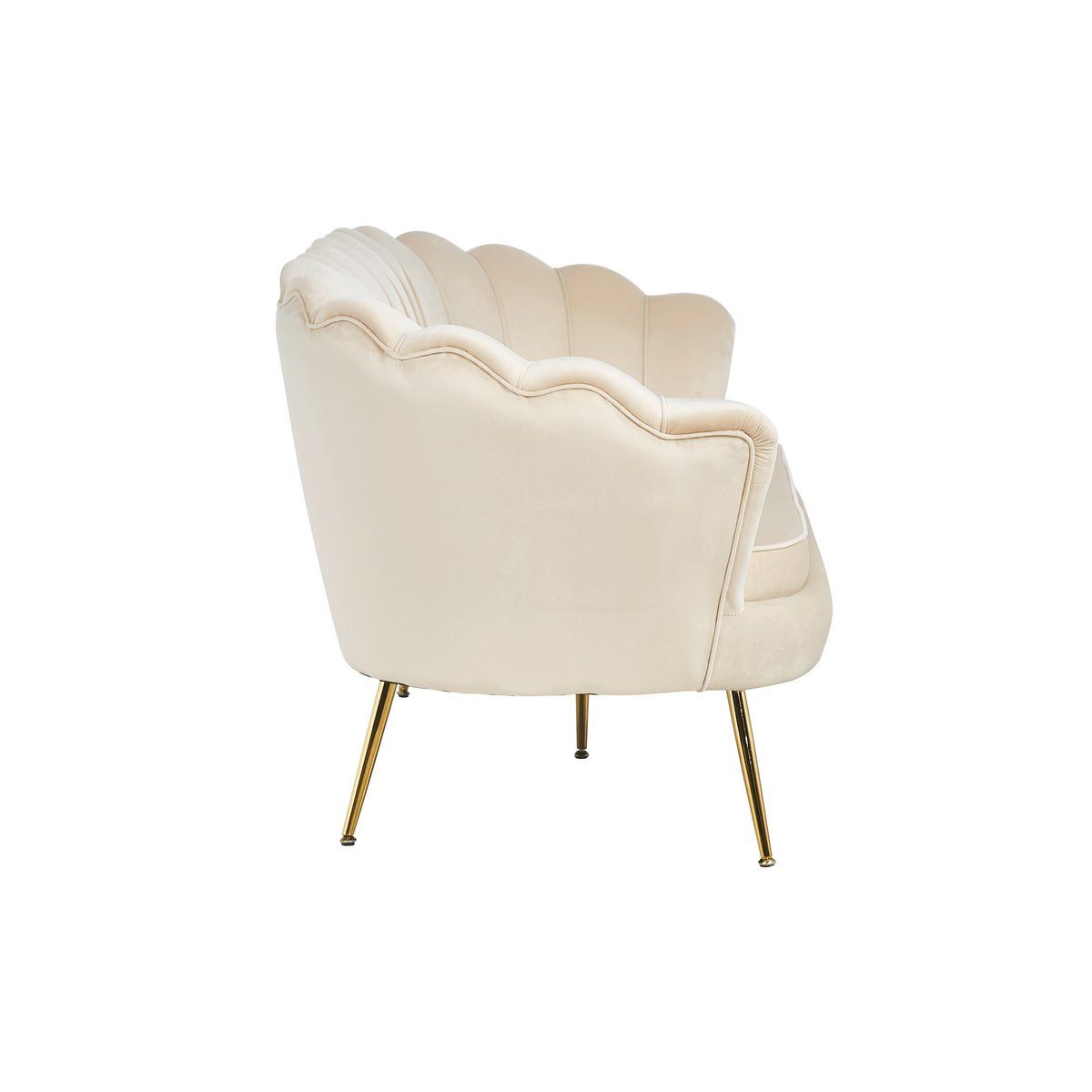 Shell bank 3 zits in beige fluweel