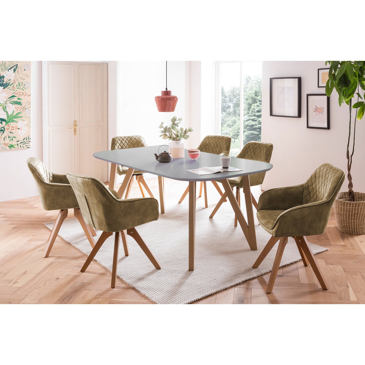 Eettafel 160x90x76 cm grijs eiken