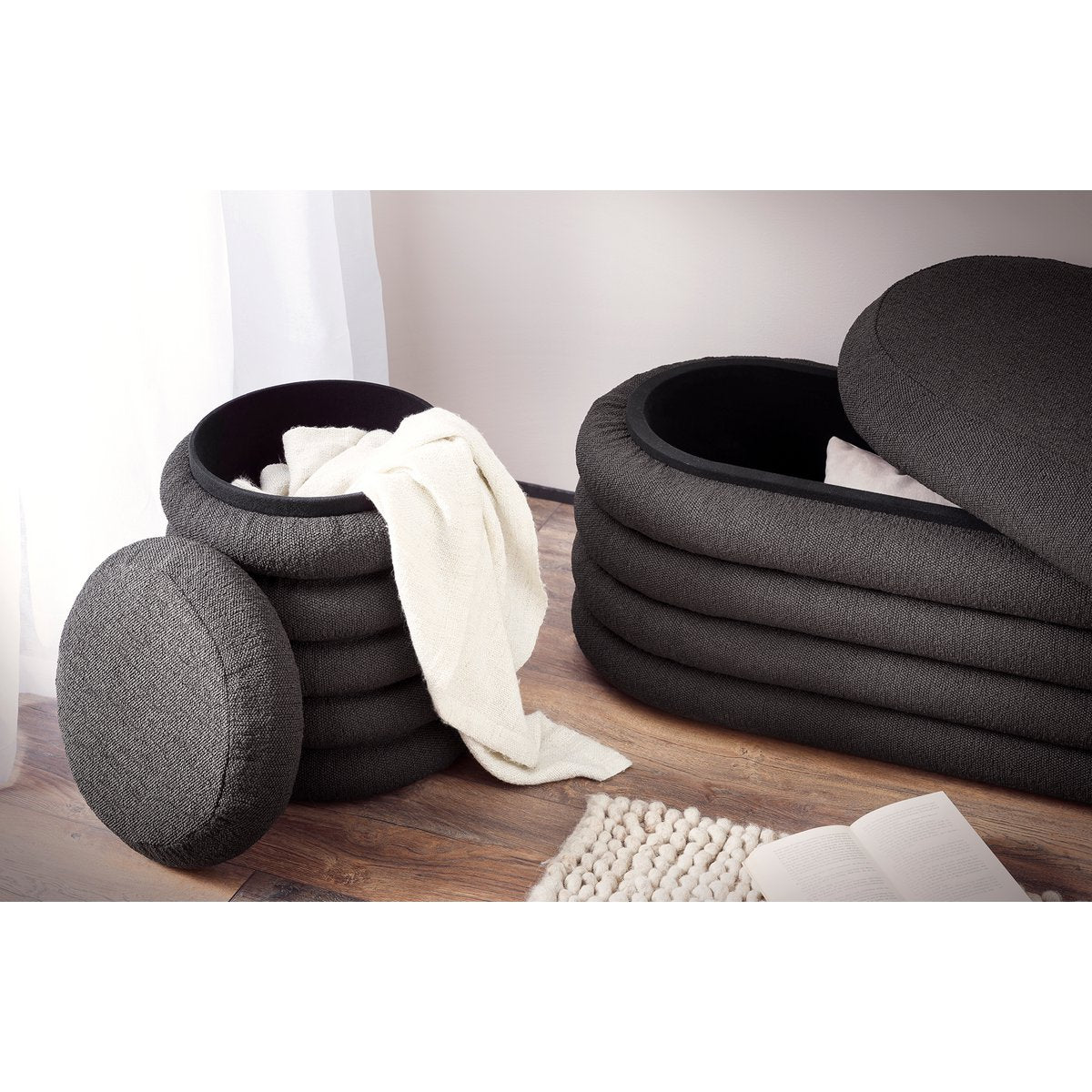 Lusvormige Sitzhocker Ø38 cm Antraciet