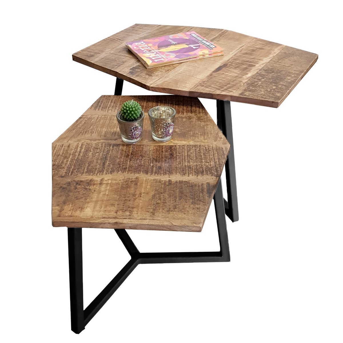 Set van 2 salontafels (6 stuks) 1 pallet woonkamertafel München metalen frame