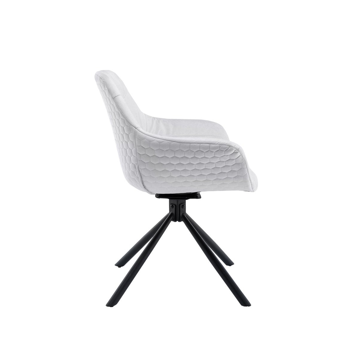 Fauteuil met honingraatstiksel in lichtgrijs fluweel