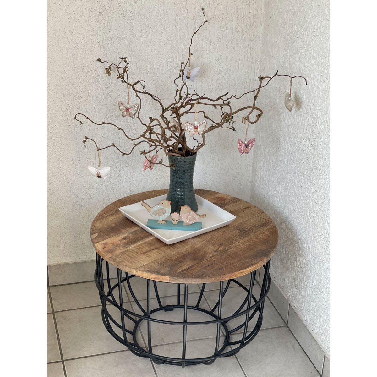 Bijzettafel Duurzame salontafel Woonkamer Tafel Ronde Lexington Ø 55 cm Metalen frame Solid