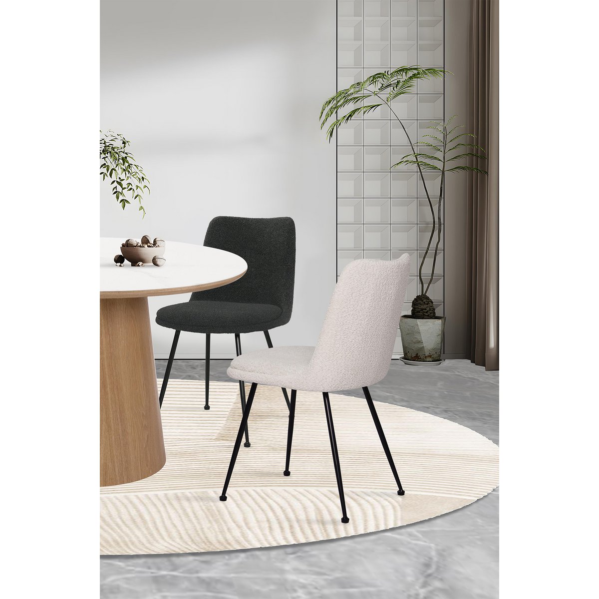 Set van 2 stoelen met bouclé bekleding