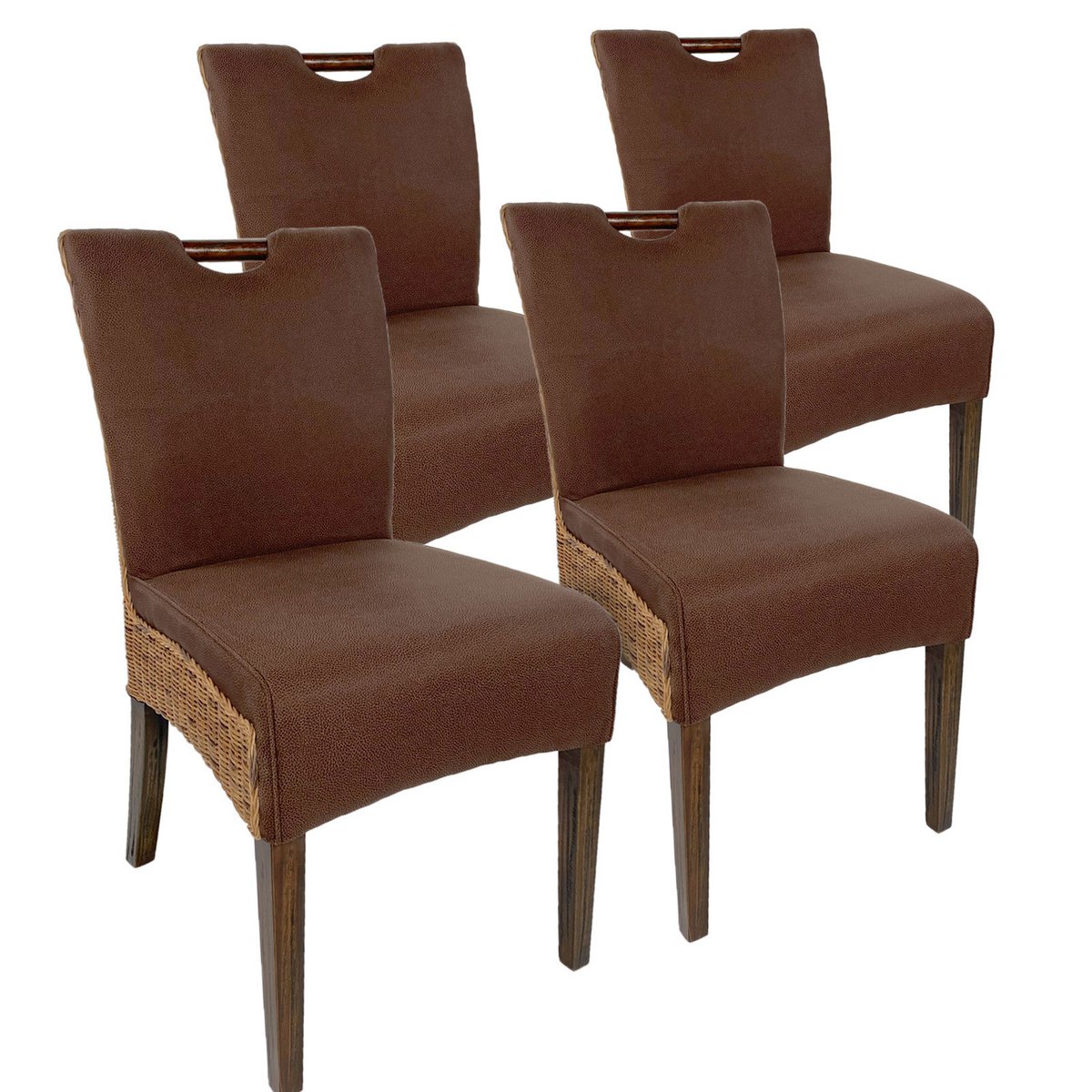 Rattan stoel eetkamerstoelen set 4 stukken wintertuinstoelen bilbao gestoffeerde stoelen prairie bruin