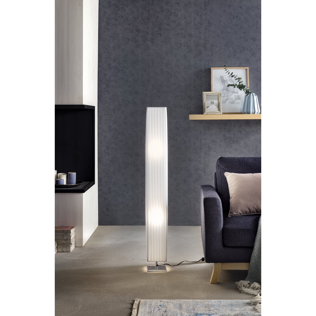 Vloerlamp 120 cm vierkant wit, chroom