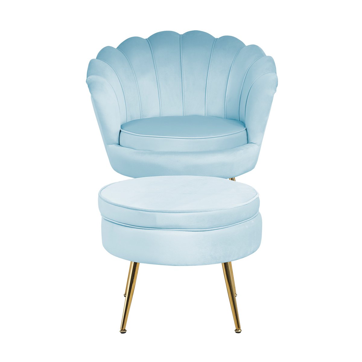 Fluwelen schelp fauteuil in lichtgrijs