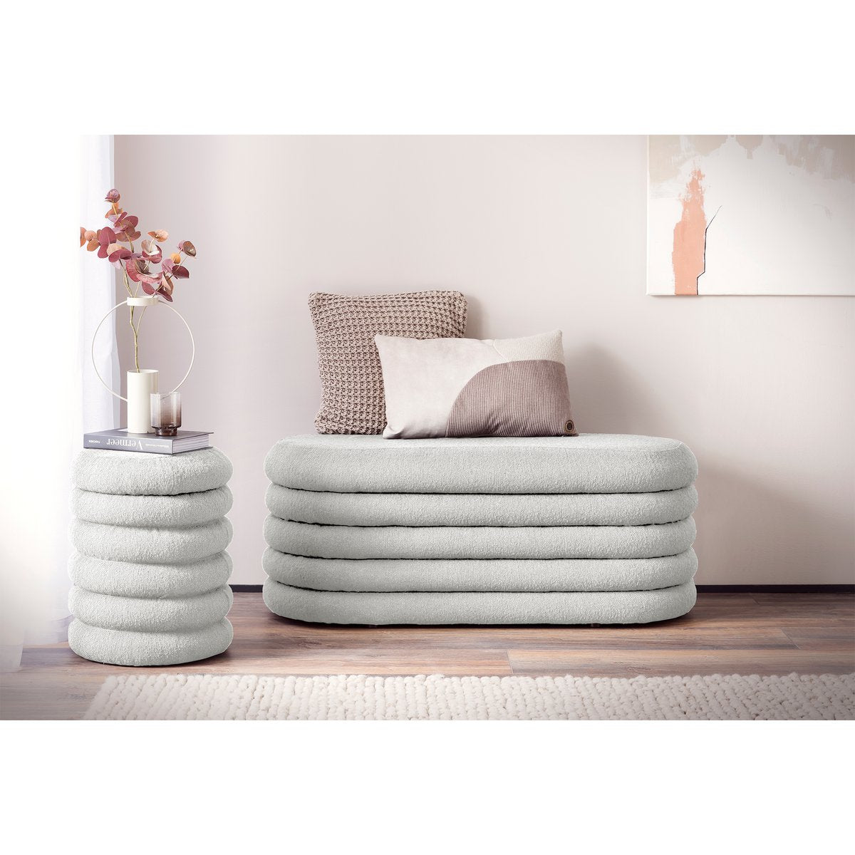 Curly Sitzhocker Ø38 cm Wit