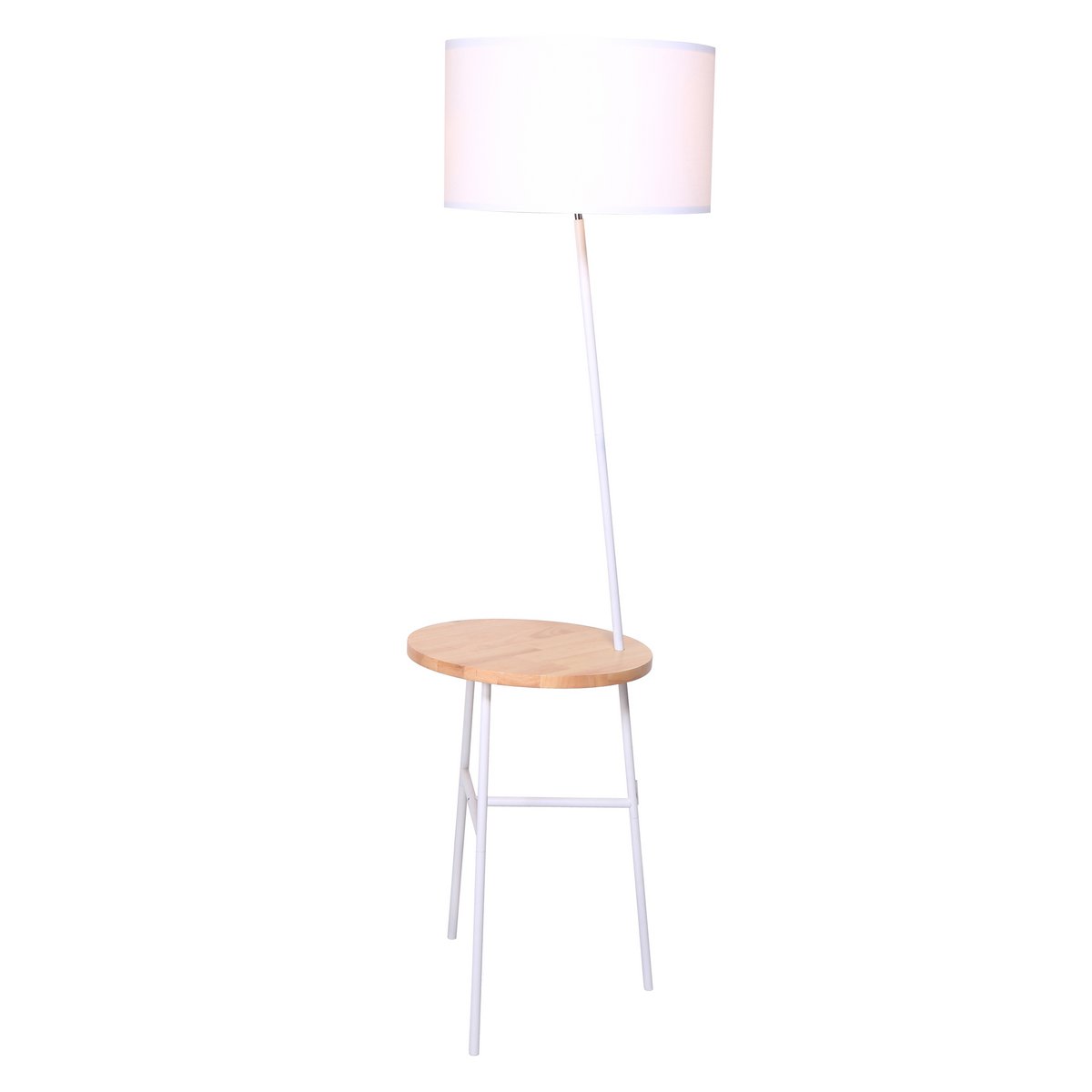 Vloerlamp met houten dienblad
