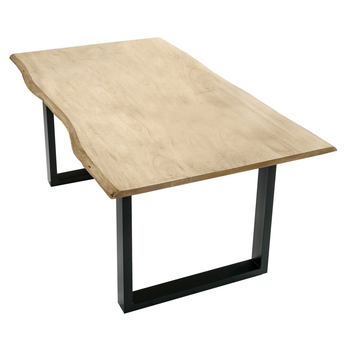 Tafel 140 x 80 cm, licht gekalkt blad, zwart frame