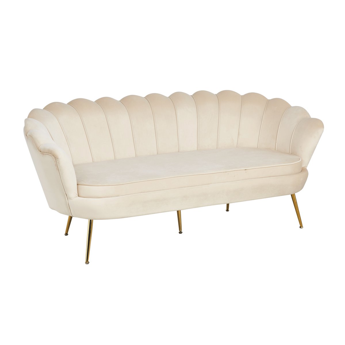 Shell bank 3 zits in beige fluweel