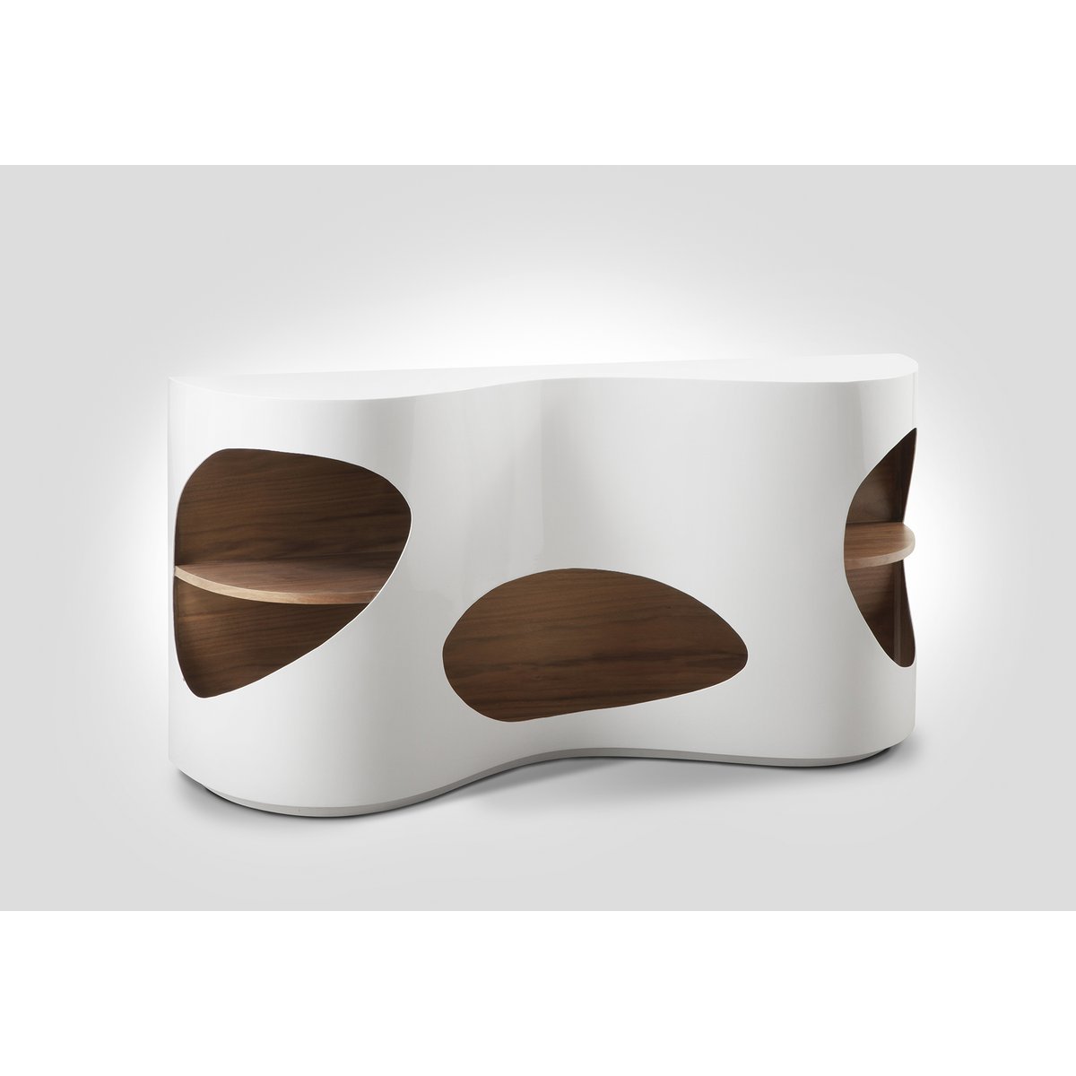 Dressoir 150x40x75 cm wit/walnoot