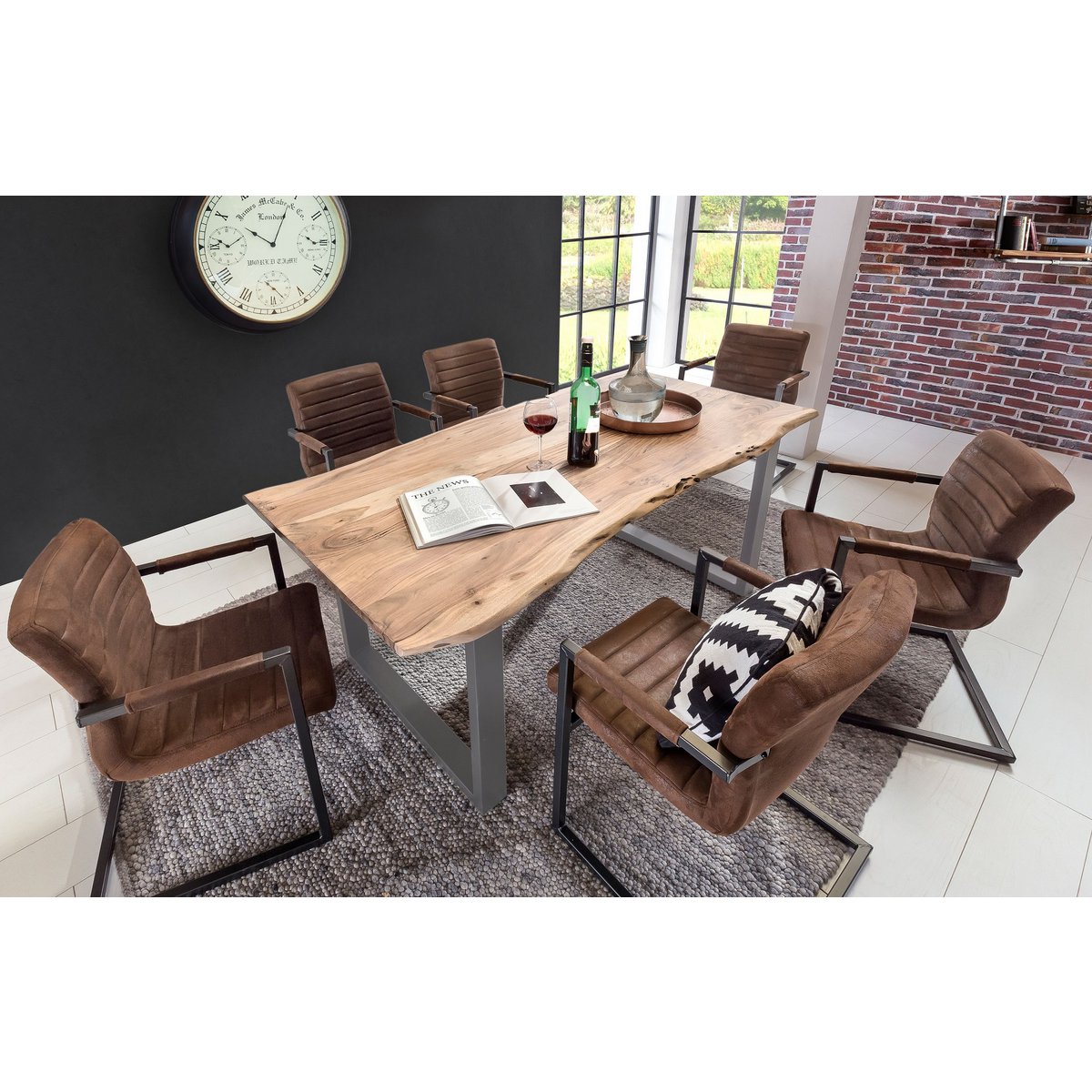 Tafel 140 x 80 cm, naturel blad, zilveren frame