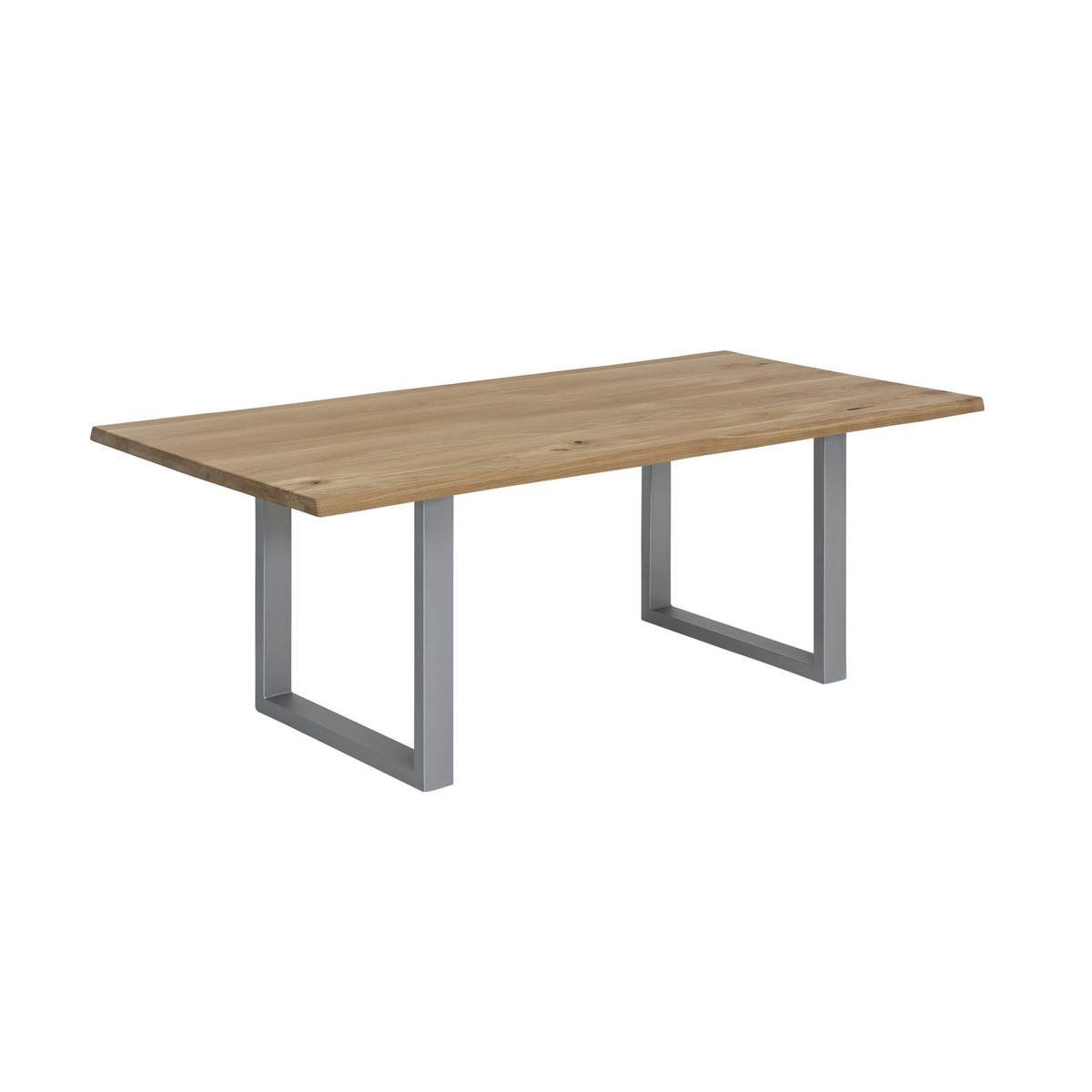 Tafel 200x100 cm, wilde eik, zilveren frame