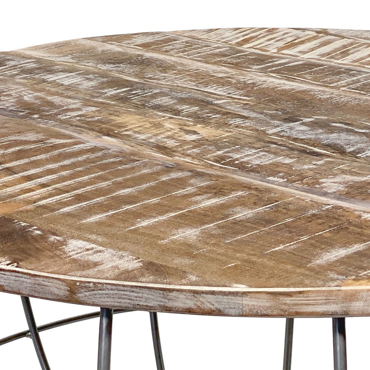Ronde salontafel duurzaam Lexington ø 75 cm metalen gaas draadframe massief houten salontafel