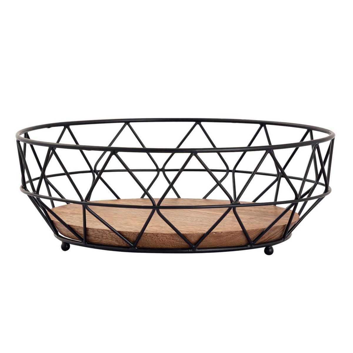 Fruitkom metalen broodmand rond neo Ø 28 cm H 10 cm fruitmand metaal zwart