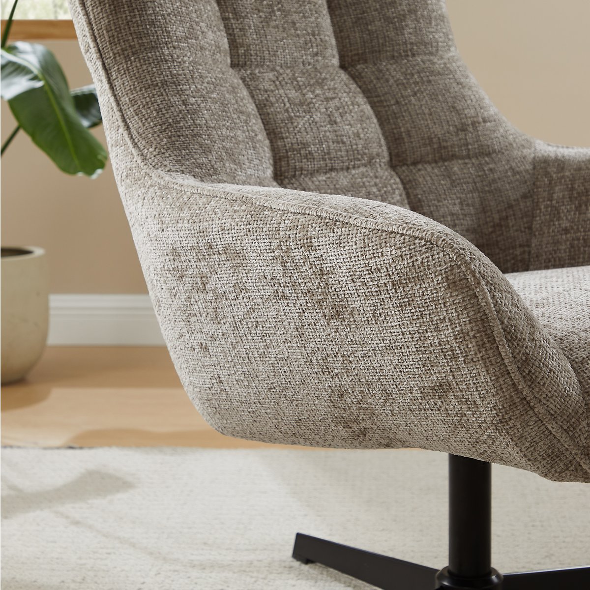 Fauteuil chenille stof lichtgrijs