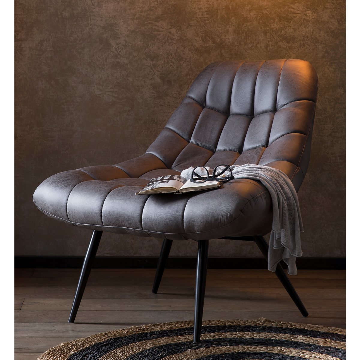 Fauteuil XXL kunstleer donkerbruin