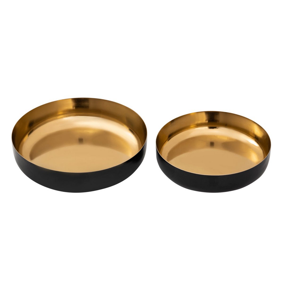 Sierschaal, set van 2, rond, ø 22/18 cm Glam snackschaal, hoogwaardig metaal, binnenzijde goud en email