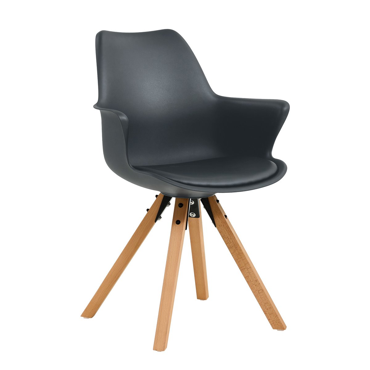 Fauteuil met kunststof schaal, set van 2, donkergrijs