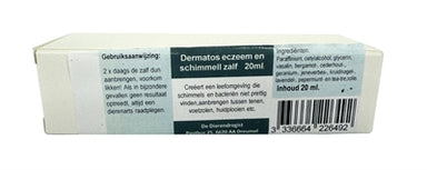 Dierendrogist Dermatos Eczeem / Schimmelzalf 20 Gr
