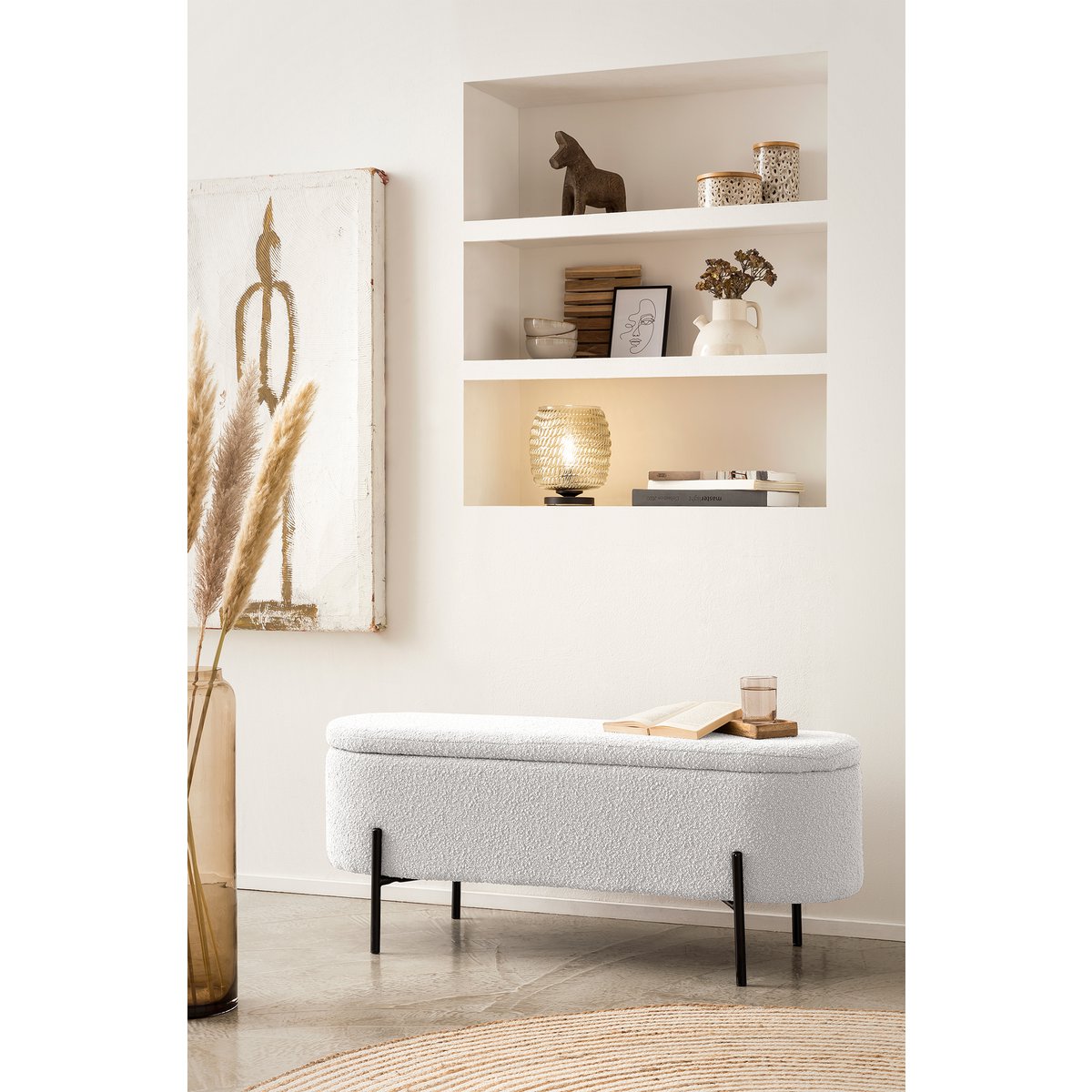 Bedbank met opbergfunctie wit