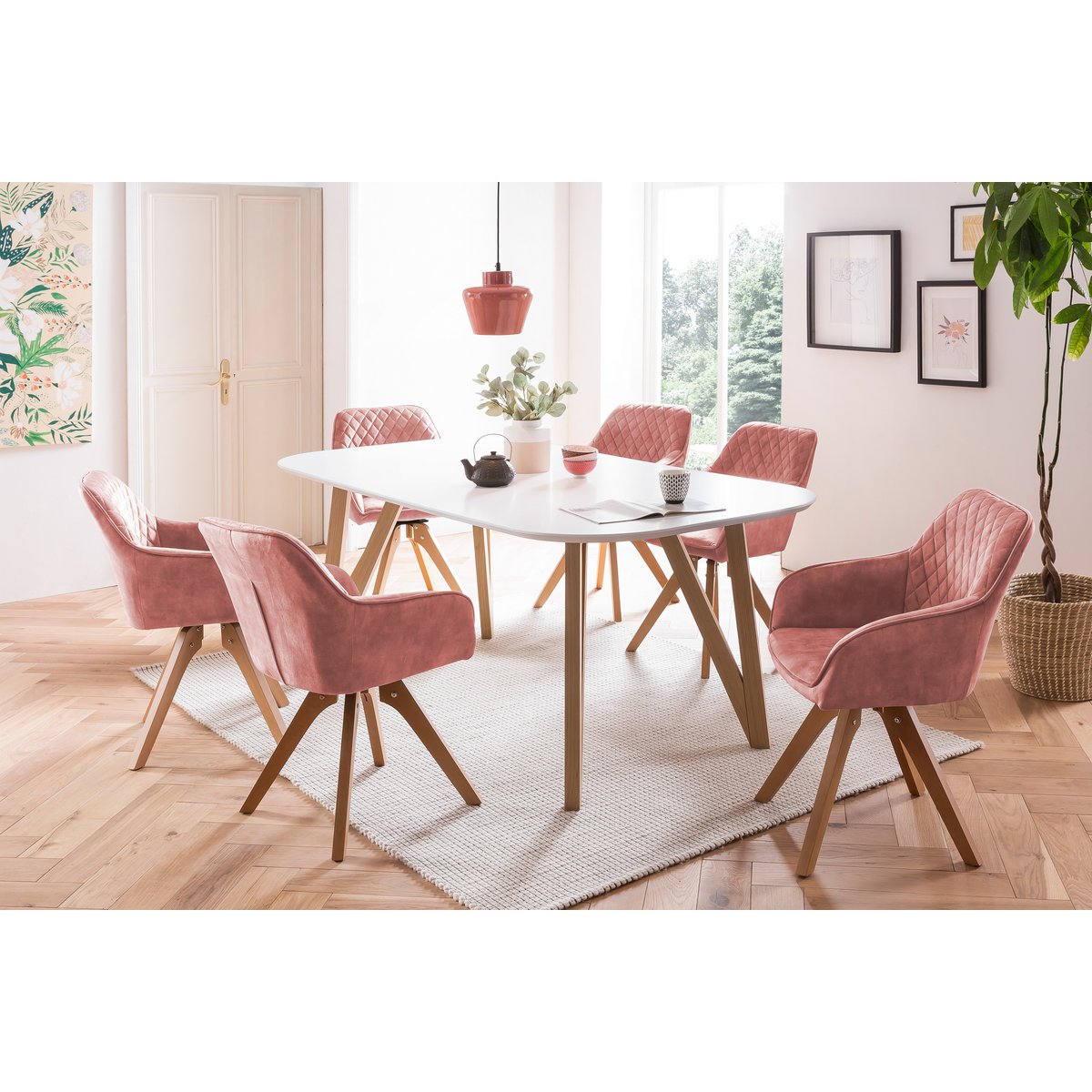 Eettafel 140x90x76 cm wit eiken