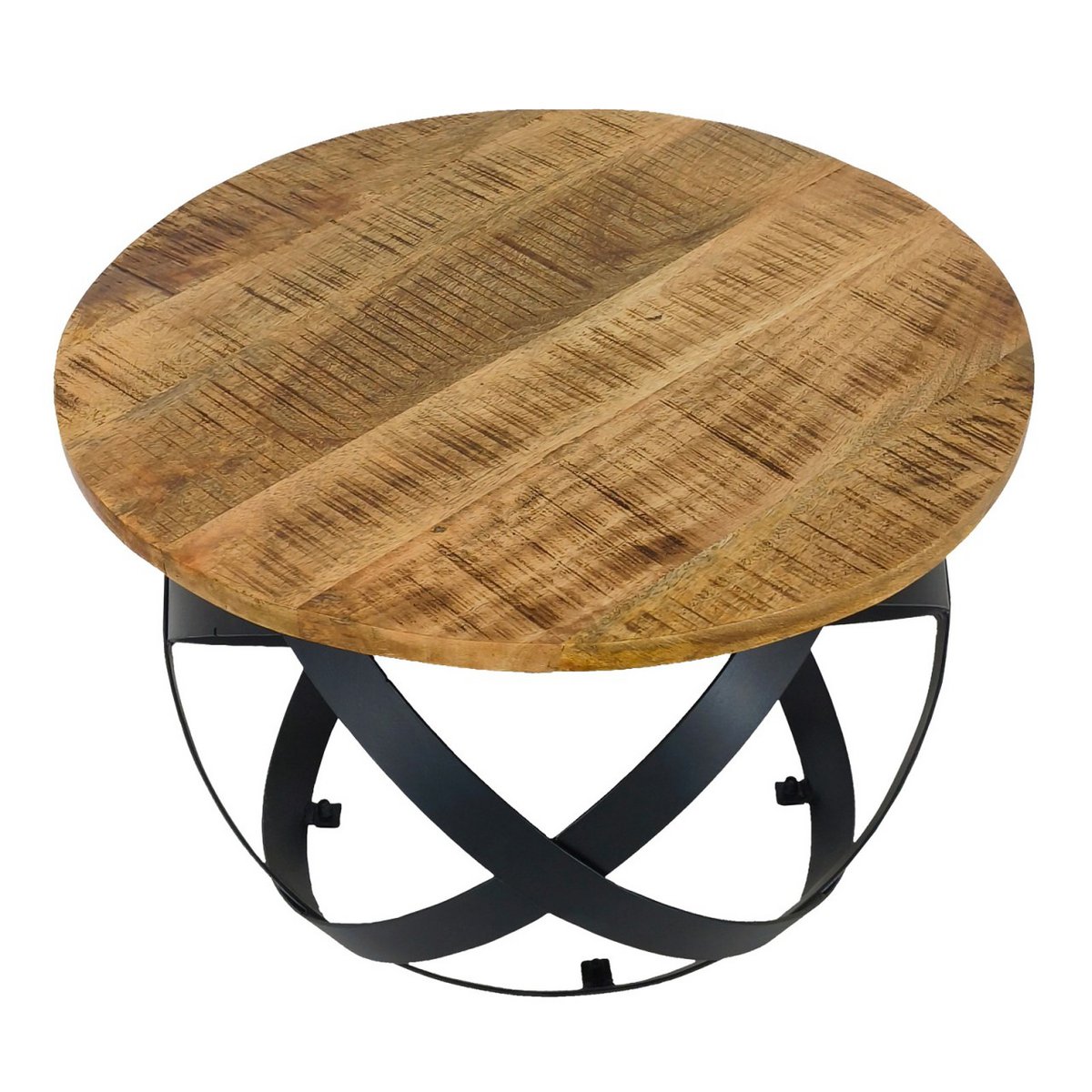 Bijzettafel salontafel rond woonkamer orbit metalen frame zwart