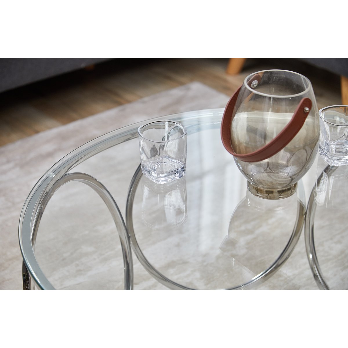 Salontafel Ø 80 cm zilver/helder glas