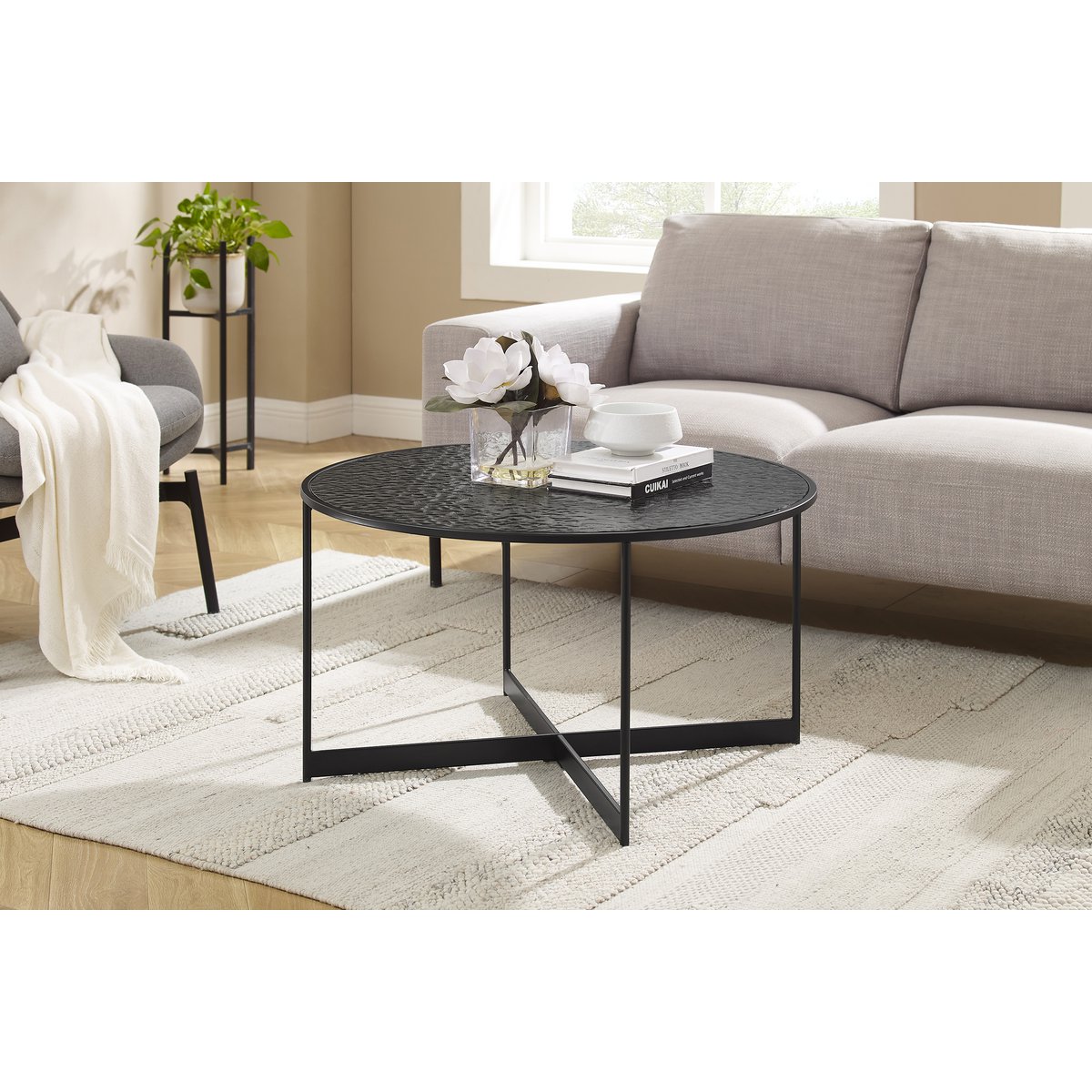 Salontafel Ø 80 cm zwart