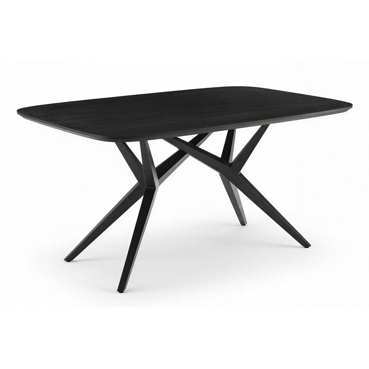 Eettafel 220x100 cm, Mango blad, stalen frame in antiek zwart