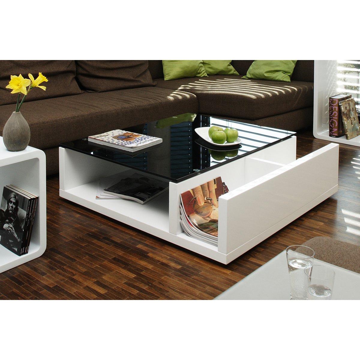 Salontafel wit/zwart 100x100 cm
