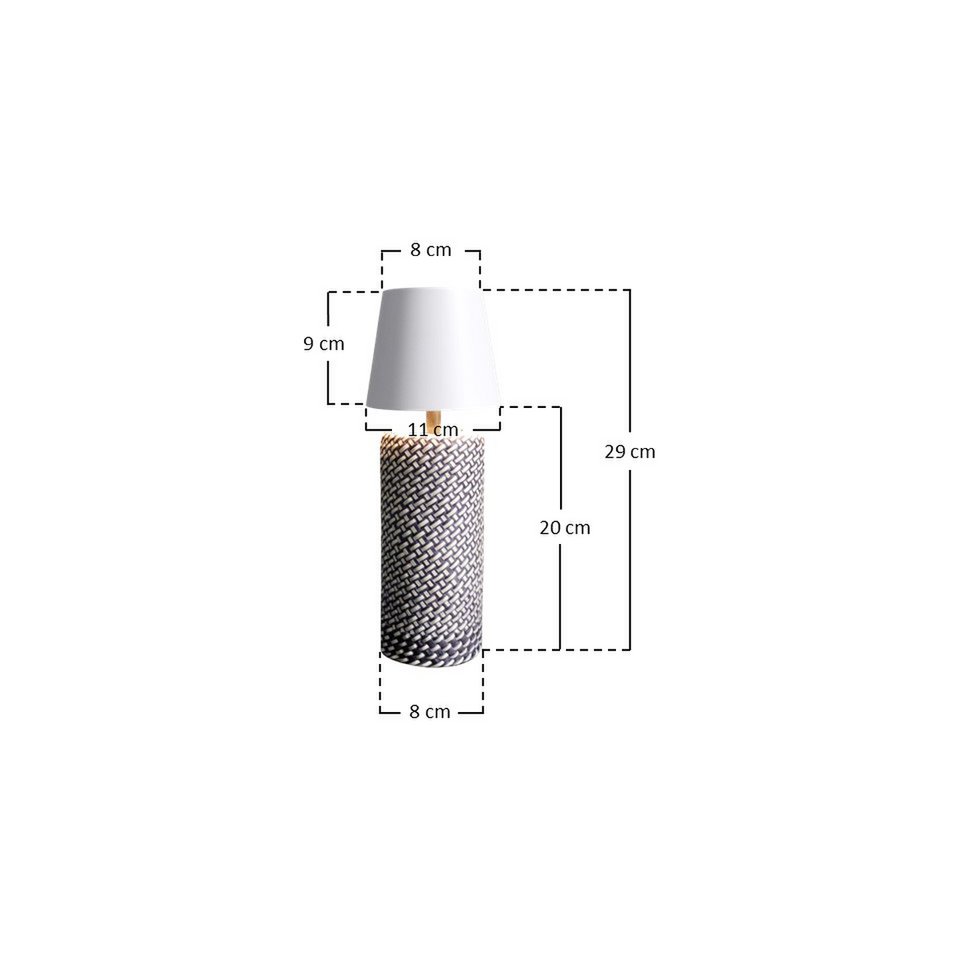 Tafellamp zwart/wit 29 cm met LED batterij